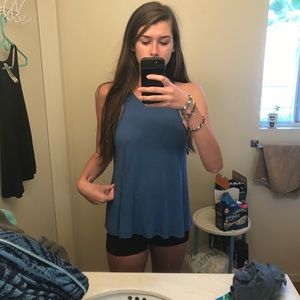 Free People blue flowy tank top!